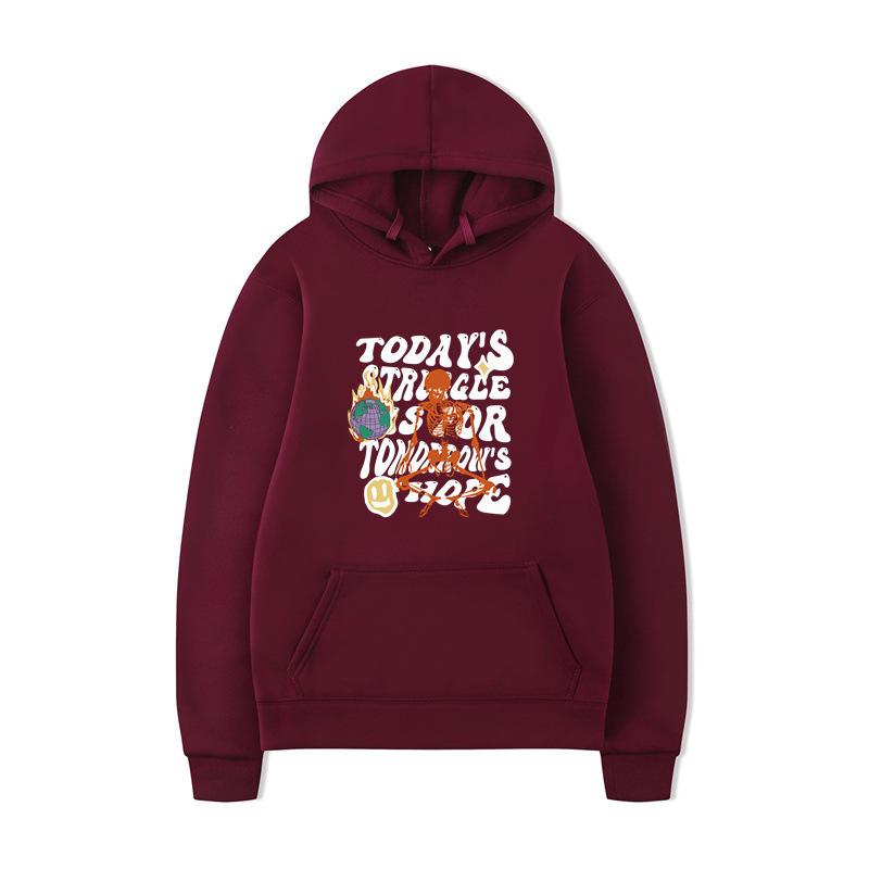 Textual Skeleton Hoodies Print Fashion Sweatshirt Hip Hop Casual Unisex Autumn Winter Fleece Streetwear Tops
