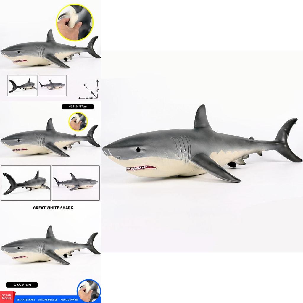 62.5cm Large Size Megalodon Great White Shark Simulation Animal Model Toy For Kids