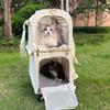 2 Decker Rolling Pet Suitcase Large Space Breathable Backpack Carrier with Wheels Portable Bus Style Cat Luggage Pet Trolley Bag