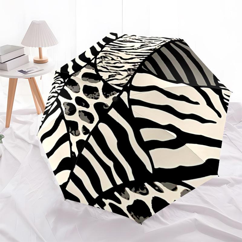 1pc Zebra Print Animal Automatic Open/close Umbrella, 8-Rib Sturdy Structure, Auto Folding/Opening, Portable Travel Umbrella for Women,273