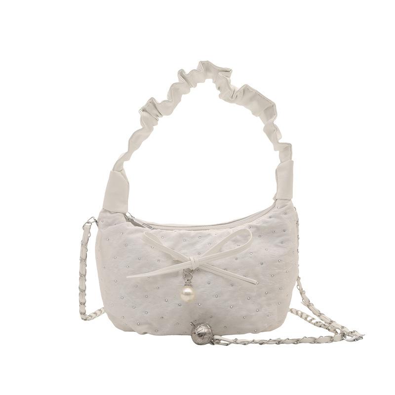 Premium Achseltasche Neue Schleife Ein Schulter Crossbody Damen Tasche Mode Handgefaltete Knödeltasche Perle