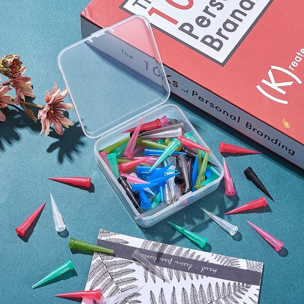 FINGERINSPIRE 80 Pcs 8 Sizes Plastic Tapered Pinhead Glue Dispenser Needles Blunt Tip Tapered Needle Dispensing Fill Needle for Oil or Glue