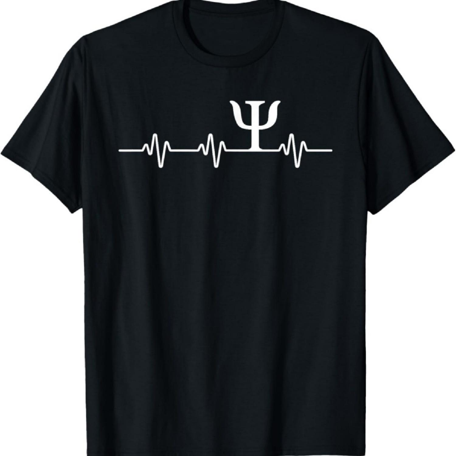Психологический символ футболка с сердцебиением забавная футболка в подарок психологу S чёрный