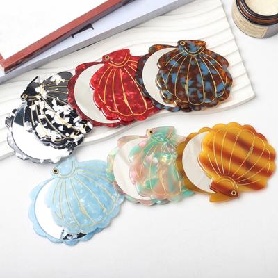 Specchio per Trucco a Forma di Conchiglia Portatile da Viaggio Acido Acetico Pieghevole Specchio da Toeletta Leggero Donne Ragazze Specchio Cosmetico Portatile