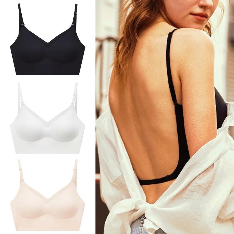 Sømløst undertøy for kvinner Sexy Justerbare Avtakbare skulderstropper BH Sommer Ryggløse Usynlige Overdeler Bralette Komfortundertøy