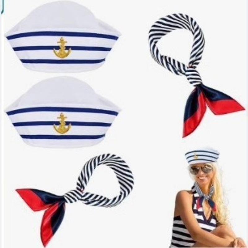 5 szt./zestaw Halloweenowy strój pilota stewardesy Zestaw z tkaniny Marynarska czapka Szalik Kapelusz lotnika Okulary Akcesoria imprezowe do odgrywania ról