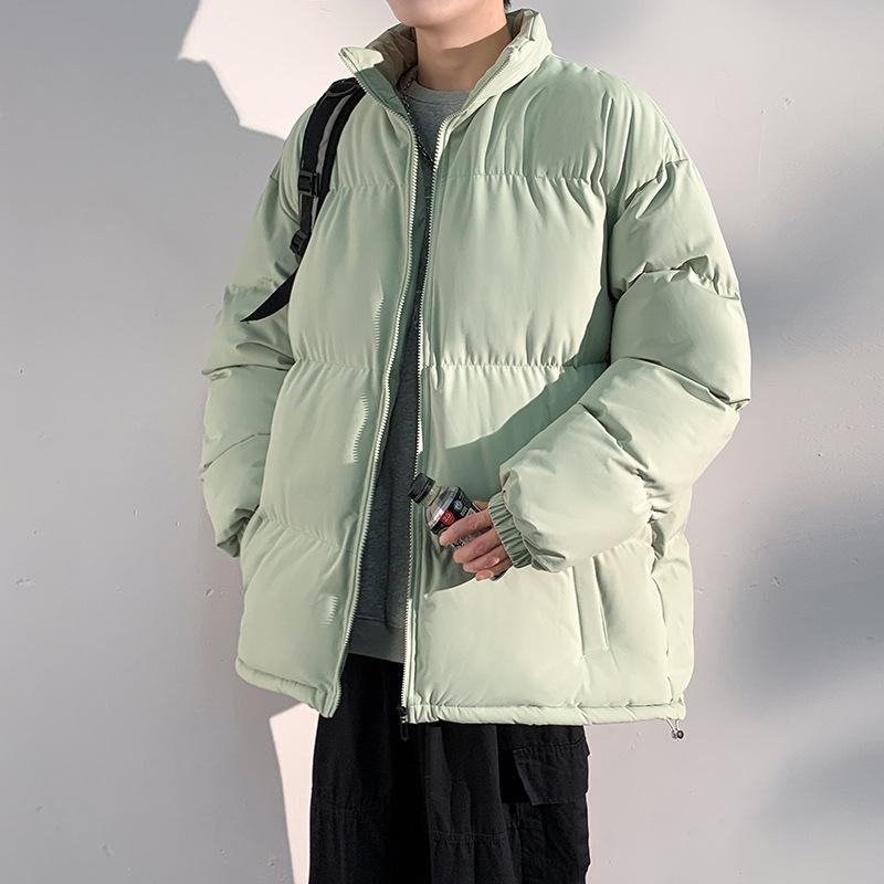 Live broadcast of the new stand-up collar cotton clothes, men's solid color simple urban trendy brand couple thickened warm cotton-padded clothes