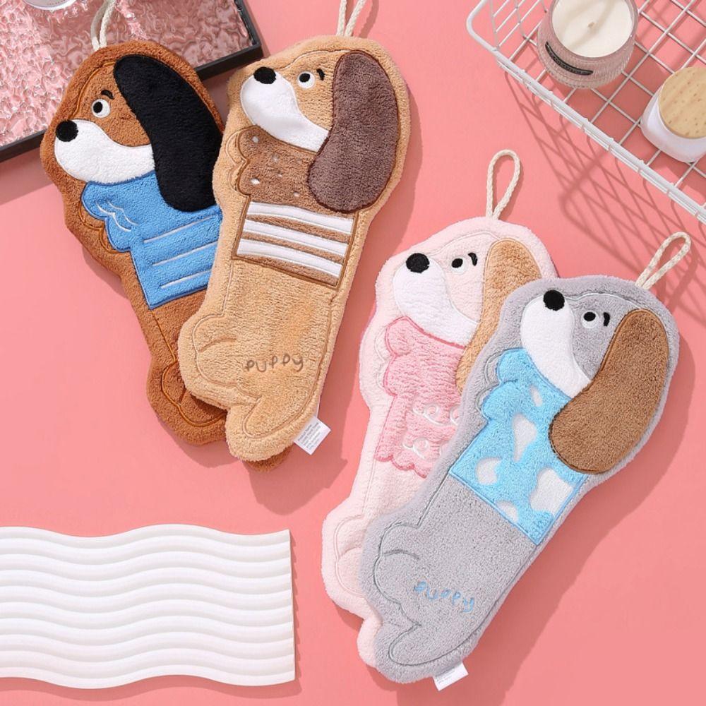 Quick Drying Dachshund Shaped Hand Towel Thicker Dishcloths Rag Cleaning Towel  Bathroom