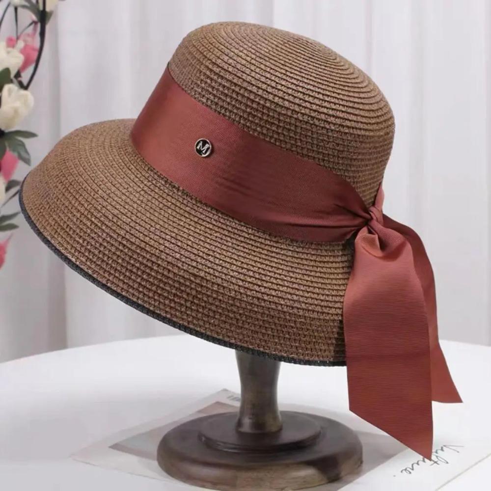

Bow Hepburn Style Bucket Hat Wear-resistant Sunshade Fisherman Hat Women Cap Beach Hat Outdoor хакі