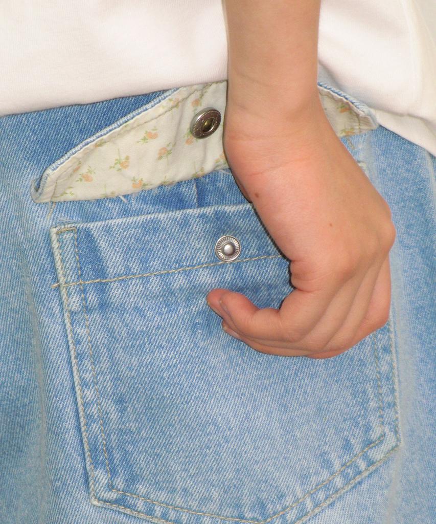 RONRON Floral Lined Wide Denim Pants Light Blue