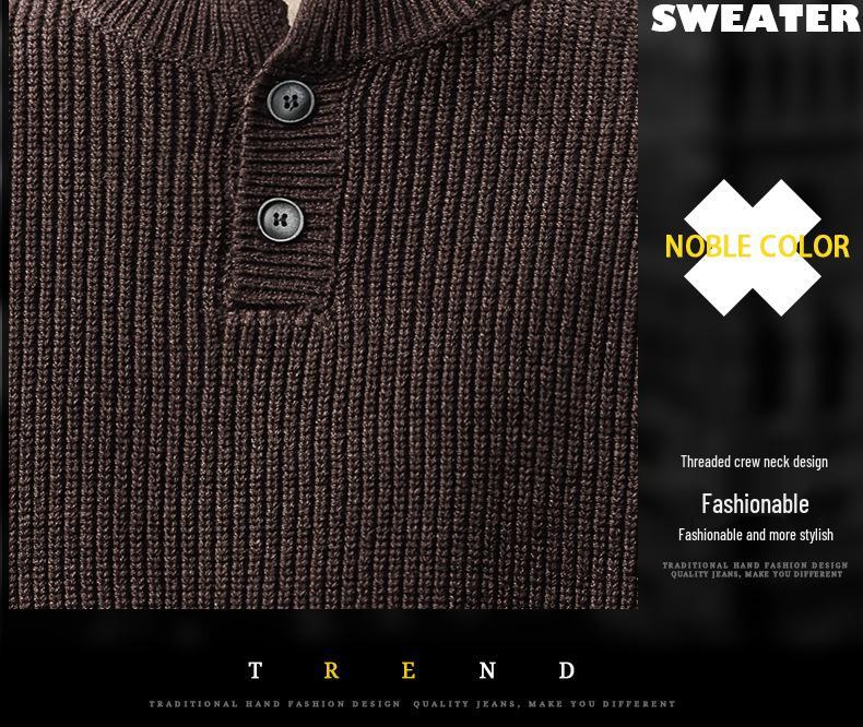 Men's Retro Two-Piece Look Color Block Ribbed Knit Sweater, Autumn Winter Casual Loose Henley Collar.