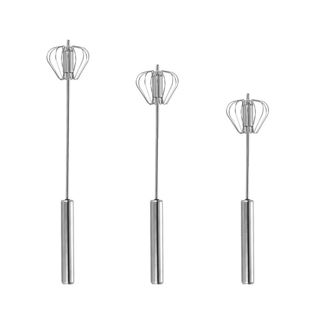 Egg Whisks Stainless Steel Egg Beater Manual Hand Mixer Self Turning Egg Stirrer Kitchen Egg Tools