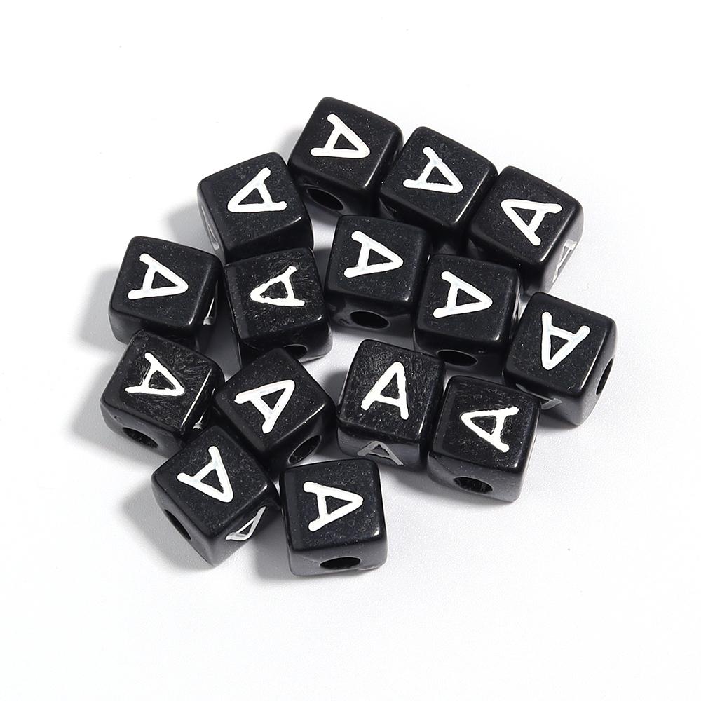 50-100 Stück Schwarze Acryl Buchstabenperlen A-Z Alphabetperlen Würfel Abstandshalterperlen Für DIY Armband Halskette Schmuckherstellung Zubehör