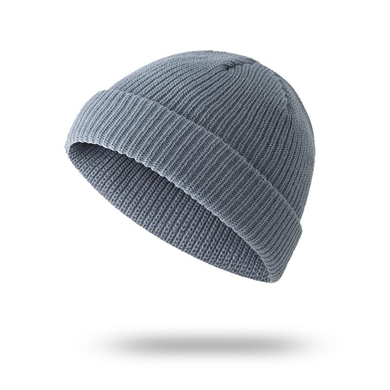 Hat Men's Autumn and Winter Short Melon Hat Knitted Wool Hat Hip Hop Street Hooligan Hat Yuppie Bag Head Cold Hat
