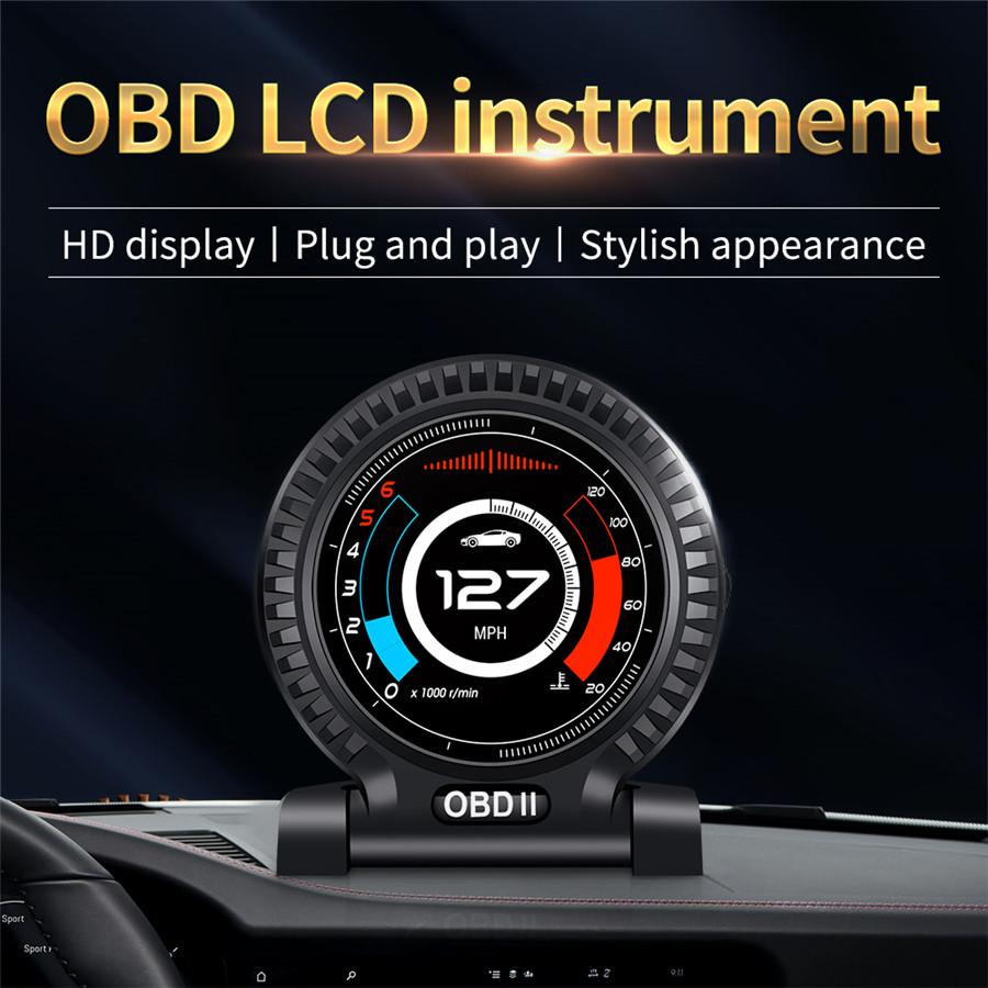 

HUD Проекционный дисплей OBD2 Автомобильный цифровой дисплей Датчик Датчик Буст Инструмент сканирования Черный