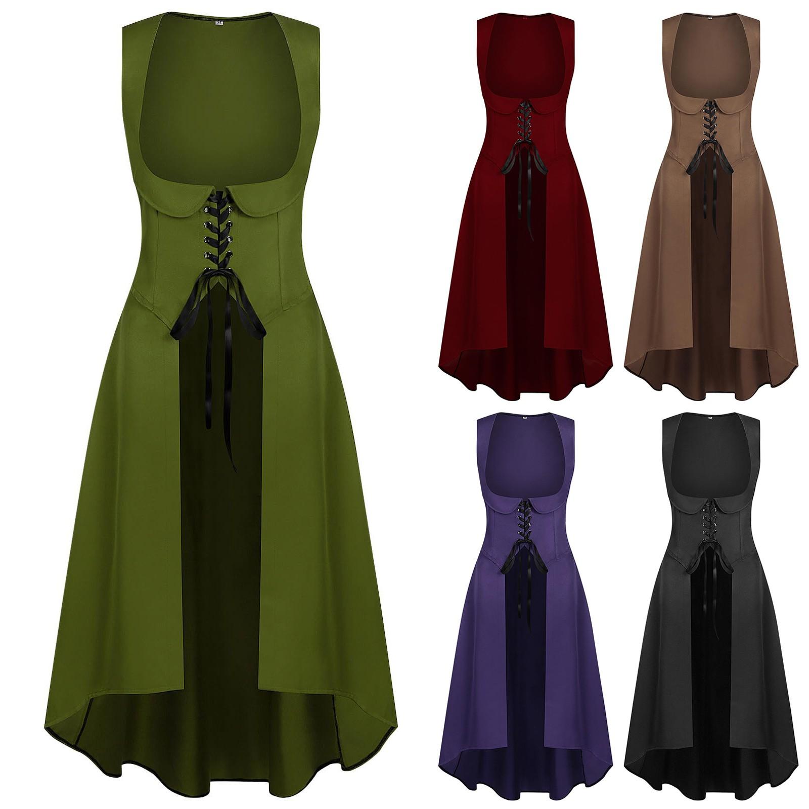 

Women s Dress Sleeveless Underbust High Overdress Gothic Cosplay Costume L армия зеленый