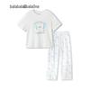 Balabala Girls' Summer Short Sleeve Pajama Set