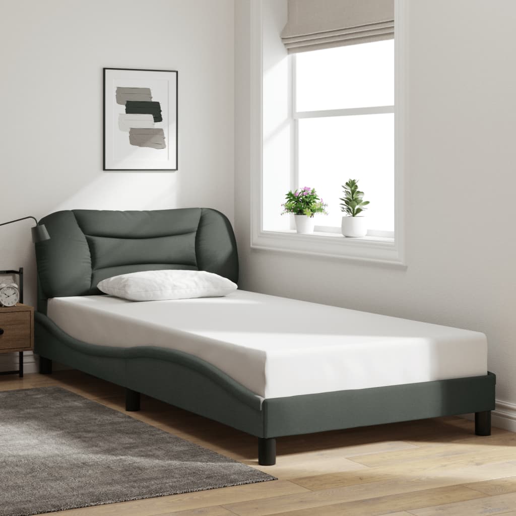 Vidaxl Rama Łóżka Z Led Bez Materaca Ciemnoszara 100X200 Cm Tkanina