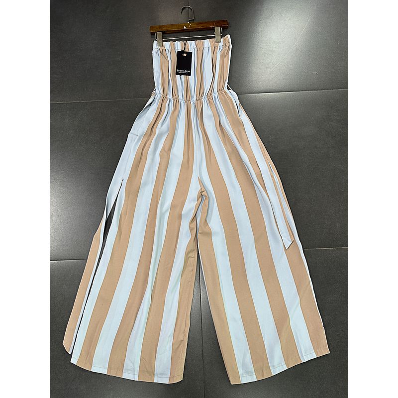 Yanzi Export Chiffon Fabric Blue Wide Striped Waist Tube Top Jumpsuit Single Layer Cool Casual Pants Pants