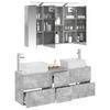 Bathroom Furniture Set 4 Pcs Concrete Grey Engineered Wood and Glass