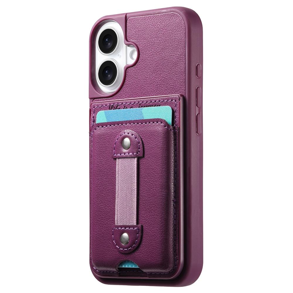 Anti-Slip Phone Case with Elastic Wrist Strap & Card Holder - Shockproof TPU Bumper + Textured PU Leather Back Cover, Wallet Case for iPhone/Samsung