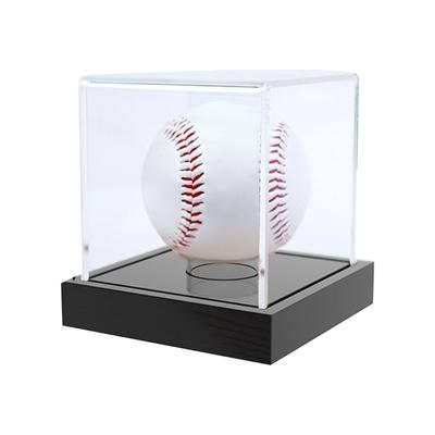 Sun Protecting Baseball Showcases Box With Durability Acrylic And Wood Base for Home Or Store Displays