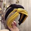 Fashion Shining Rhinestone Hairband Women Solid Headband Adult Classic Black Yellow Hair Accessories Wholesale Female Turban