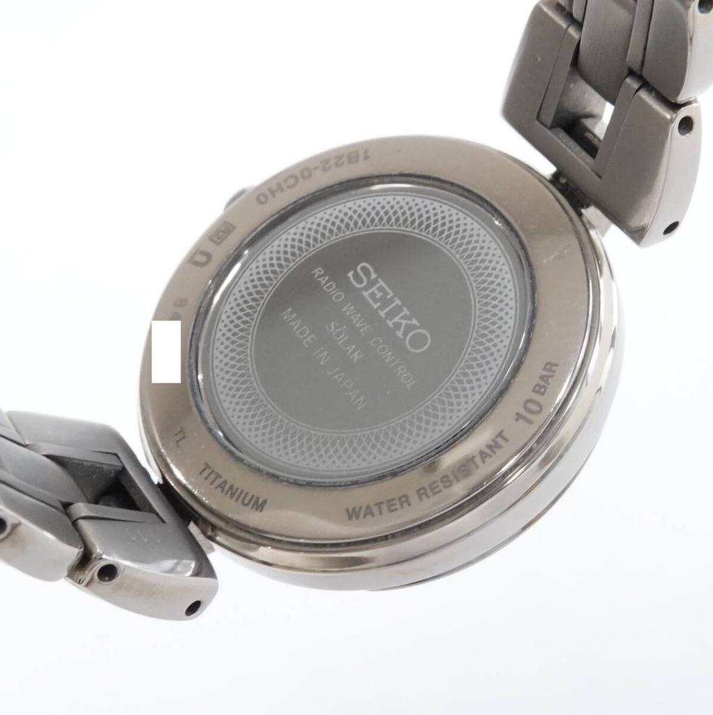 SEIKO Exceline SWCW121 Ladies Solar Titanium Watch with 9 Diamond Accents Radio-Controlled (1B22-0CH0)
