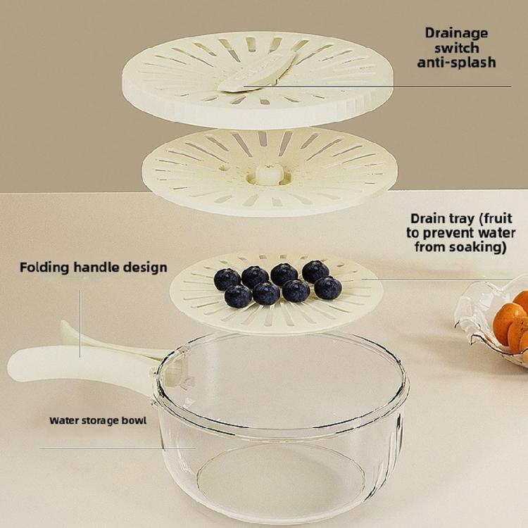 Family Kitchen Essential Foldable Handle Colander Fruit Washing Bowl Drain Basket For Washing Draining
