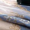Luxury European Sheer Window Panels, Velvet Trim Embroidery, Transparent Grommet Top Drapes for Living Room