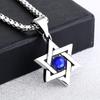 Accessories Personalized Retro Hexagram Blue Diamond Red Diamond Men'S Titanium Steel Stainless Steel Pendant Necklace