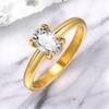 Minimalist Geometric Thin Strip White Zircon Rings for Women,Gold Plated Wedding Statement Rings,Stainless Steel Jewelry Gift