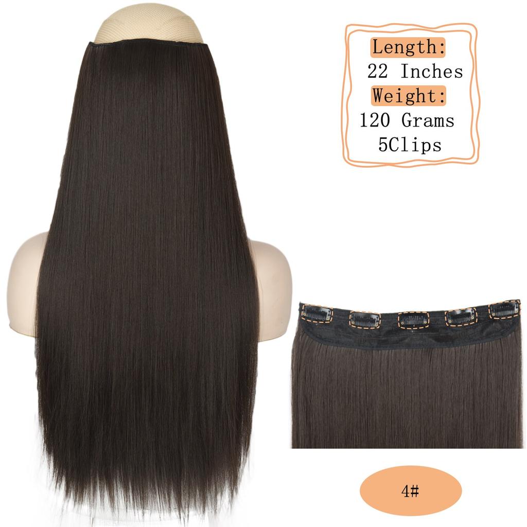 MERISIHAIR Langt rett syntetisk hårforlengelse 5 klips inn høytemperatur 22 tommer 120 g fiberhår for kvinner
