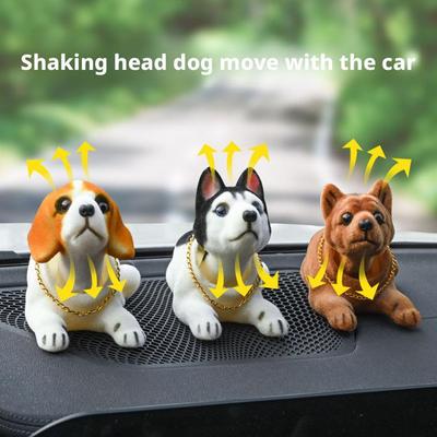 Cute Dog Decorations for Car Shaking Head Husky Bobble Head Dog Car Ornaments Arrangement Separated Head & Body