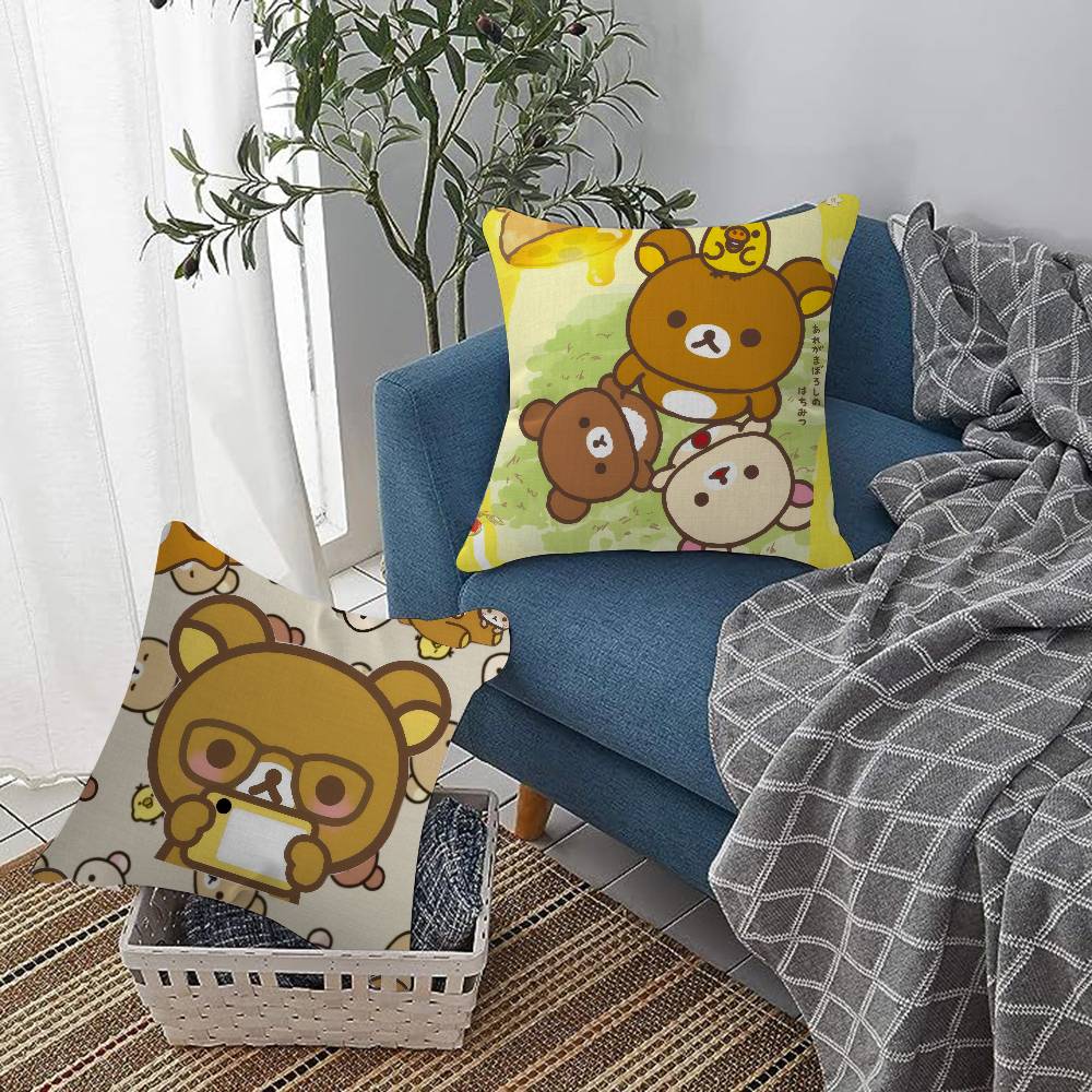 Popular Character Cute R-Rilakkuma Anime Pillow Cover For Bedroom Room And Living Room Sofa Decorative Cushion Cover