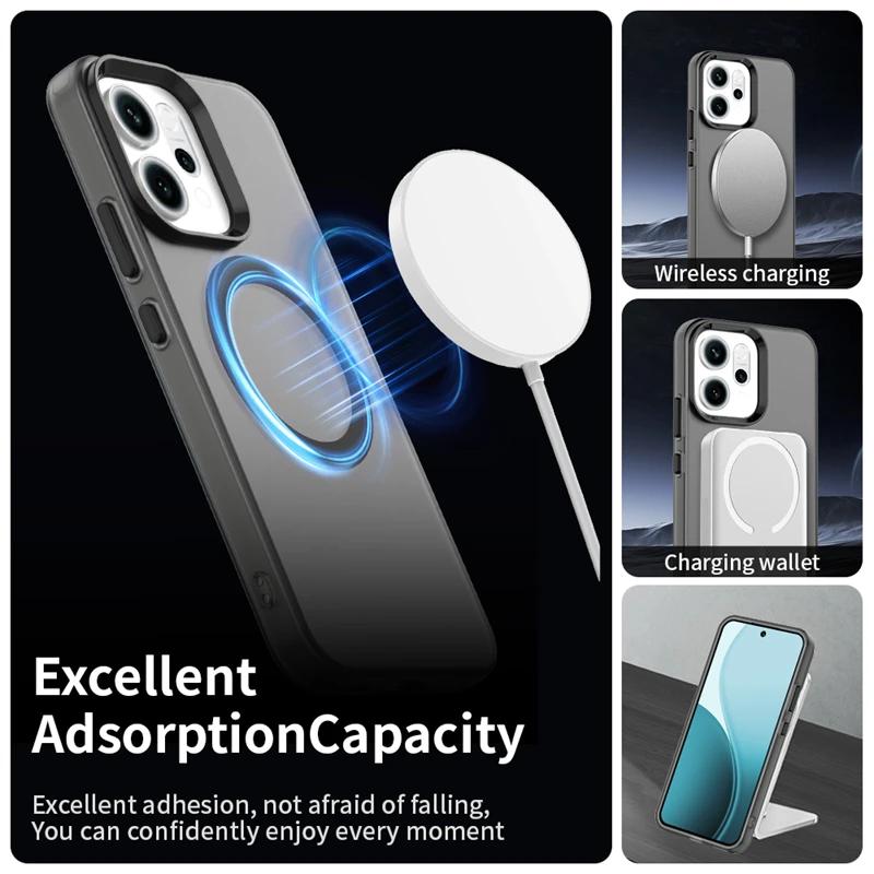 

Case for Reno 14 Pro 14F Magsafe Wireless Charging Hard PC Case for OPPO Reno14 5G Magnetic Adsorption Candy Shockproof Bumper For Reno 14 Global помаранчевий