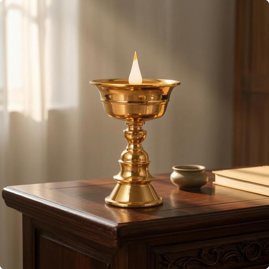 LED Butter Lamp Simulated Flame Tibetan Tone Altar Light for Buddhists, Practitioners,