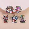 Contemporary Abstract Picasso Art Painting Enamel Pins Geometric Dog Cat Bear Brooches Lapel Badge Jewelry Gifts for Friends