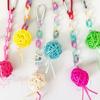 1PC Colorful Chewing Toy for Parrots -Hanging Rattan Ball & Beaded Swing for Budgies Cockatiels Bird Cage Decoration Fun