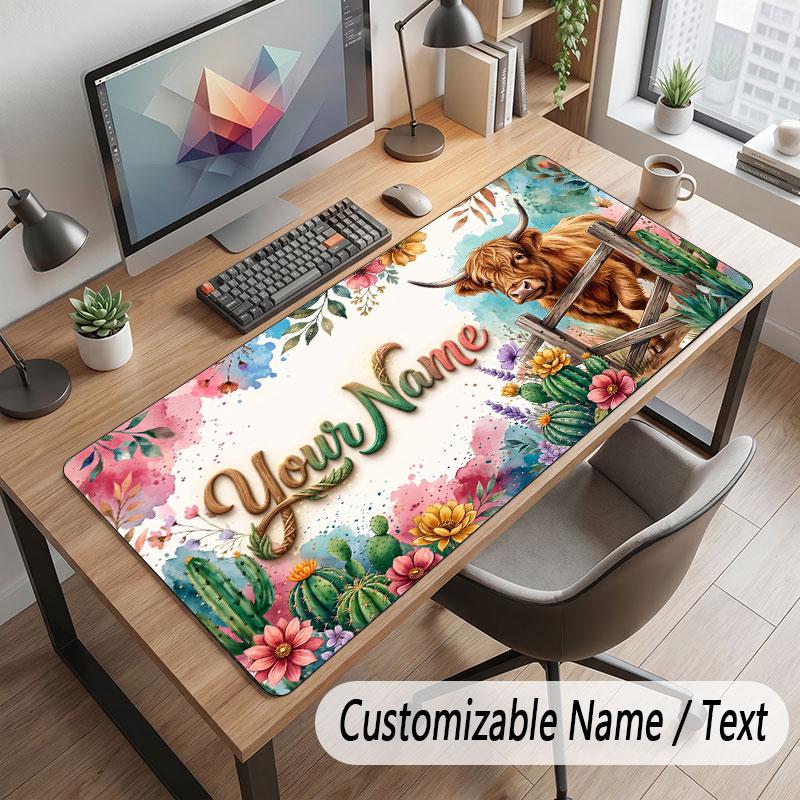 Decorative Artwork Theme Customized Mouse Pad Personalized Print Name Text Desk Mat For Home Office Table Decor