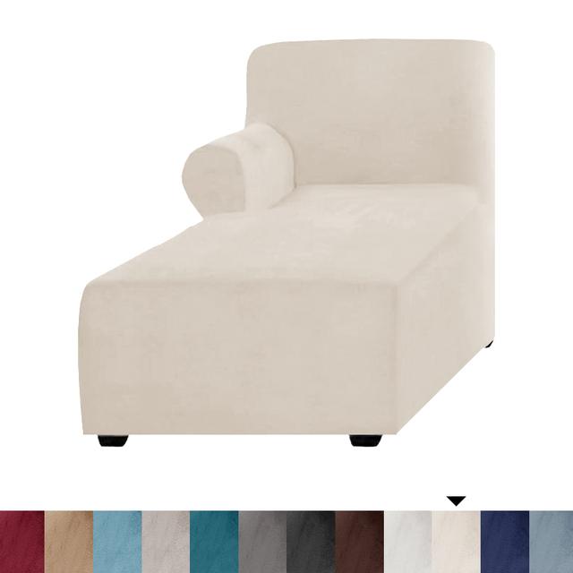 Velvet Chaise Longue Sofa Cover L Shape Stretch Sofa Bed Covers Non Slip Washable Remoavble Couch Slipcovers Furniture Protector
