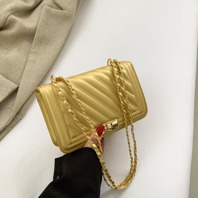 Stylish Retro Chain Small Bag Female 2024 Spring Fashion Temperament Messenger Bag золотой