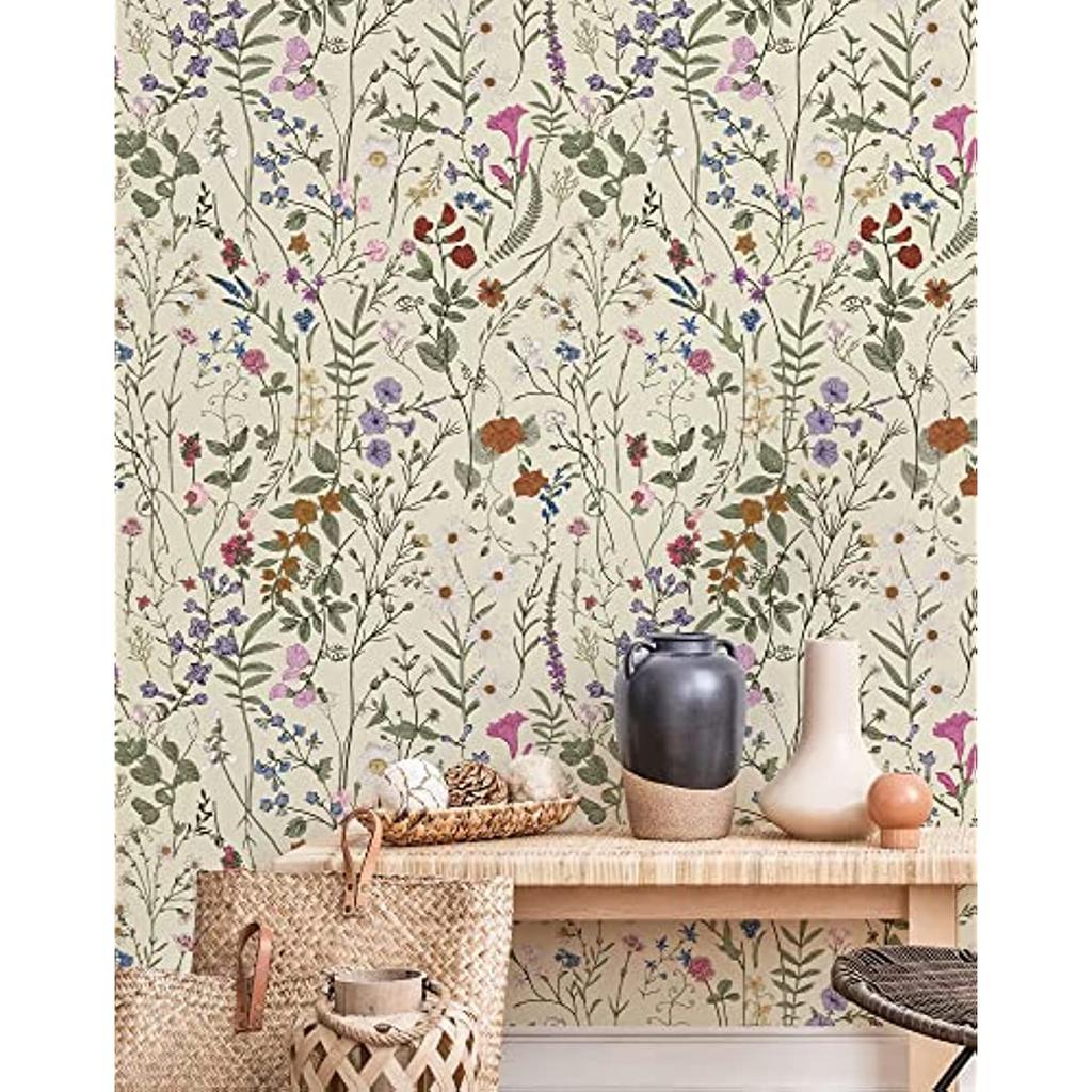 Floral Peel and Stick Wallpaper Farm Floral Wallpaper Wildwood Self Adhesive Wallpaper for Home Bedroom Cabinets Wall Decor