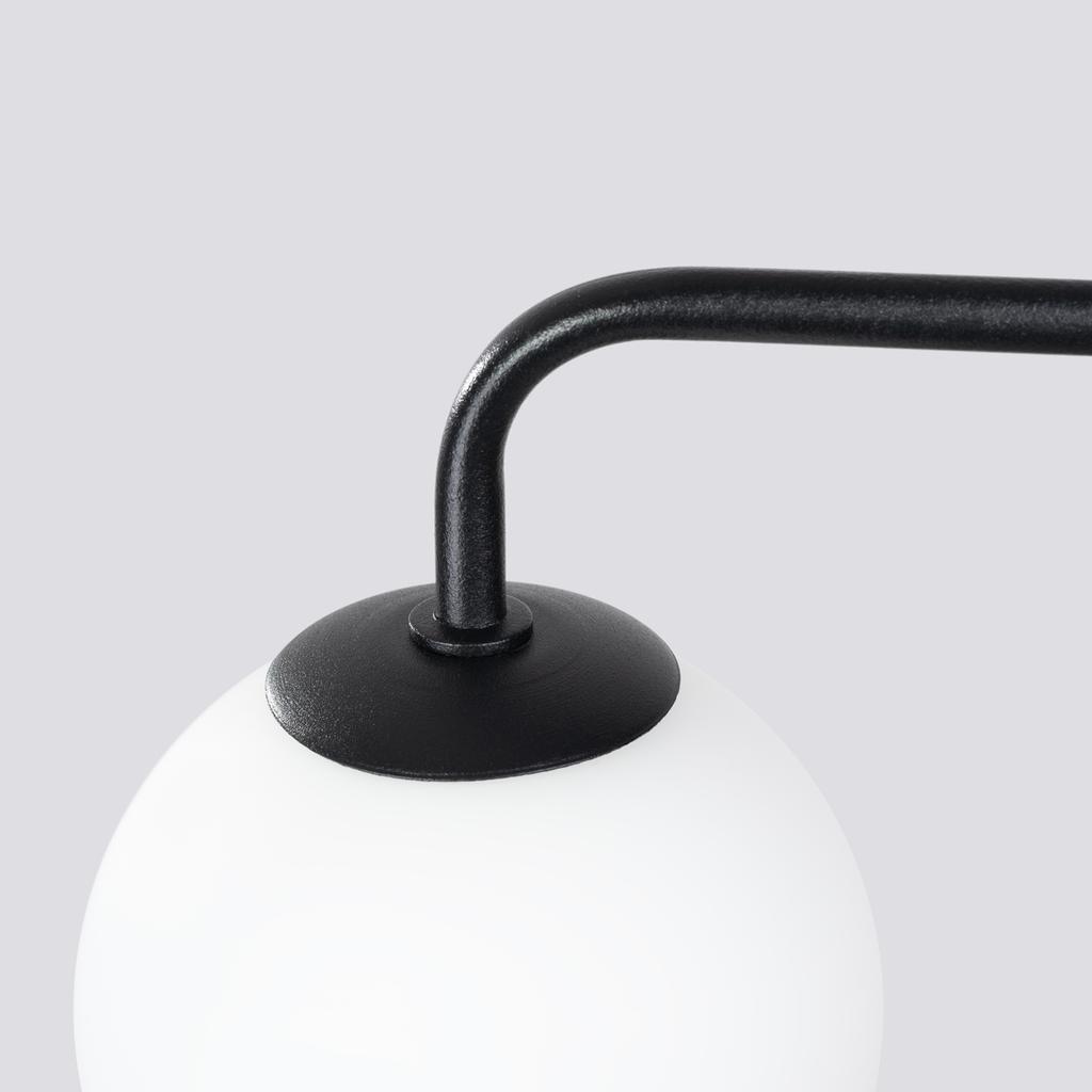 Kinkiet Ścienny Czarny Szklana Biała Kula Do Łazienki Przedpokoju 1Xg9 8W Astral Sollux Lighting