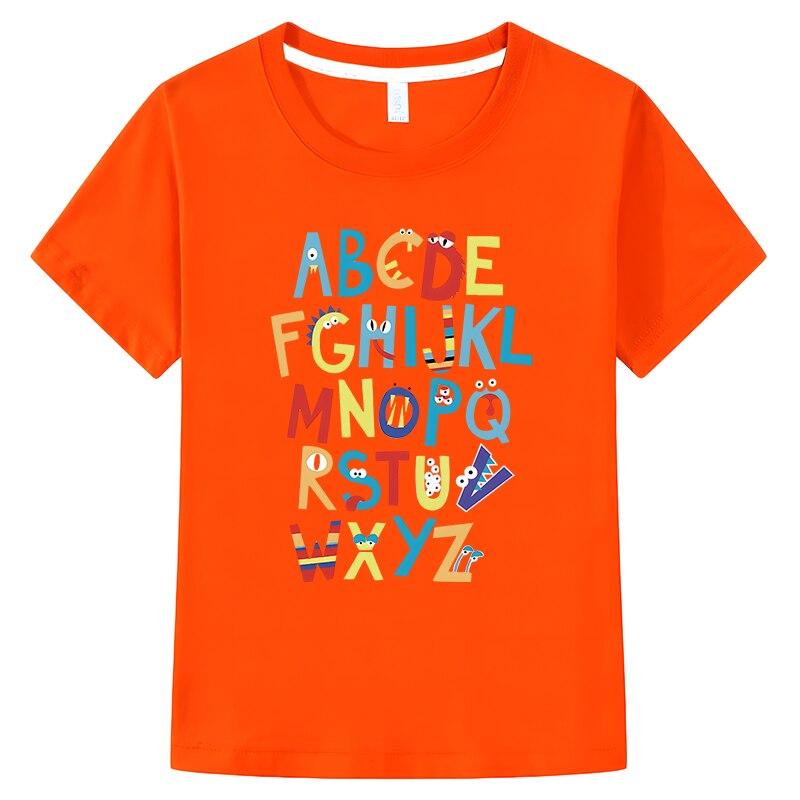 Alphabet Lore Dětská trička 100% bavlna Cartoon Tops y2k chlapecké oblečení dívka oblečení jednodílné tričko pro děti chlapec 10 let