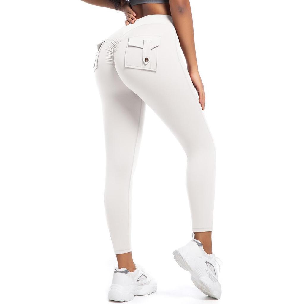 Damen High Waist Peach Cargo Leggings: Elastische, Hüfthebende, Schnelltrocknende Yogahose zum Laufen und für Fitness