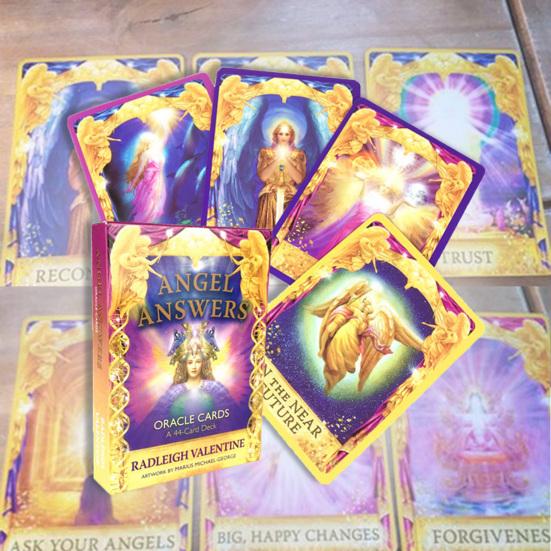 44Pcs/Set Tarot Decks Angel Answers Oracle Future Prediction Art Paper Classic Table Card Toy for Party