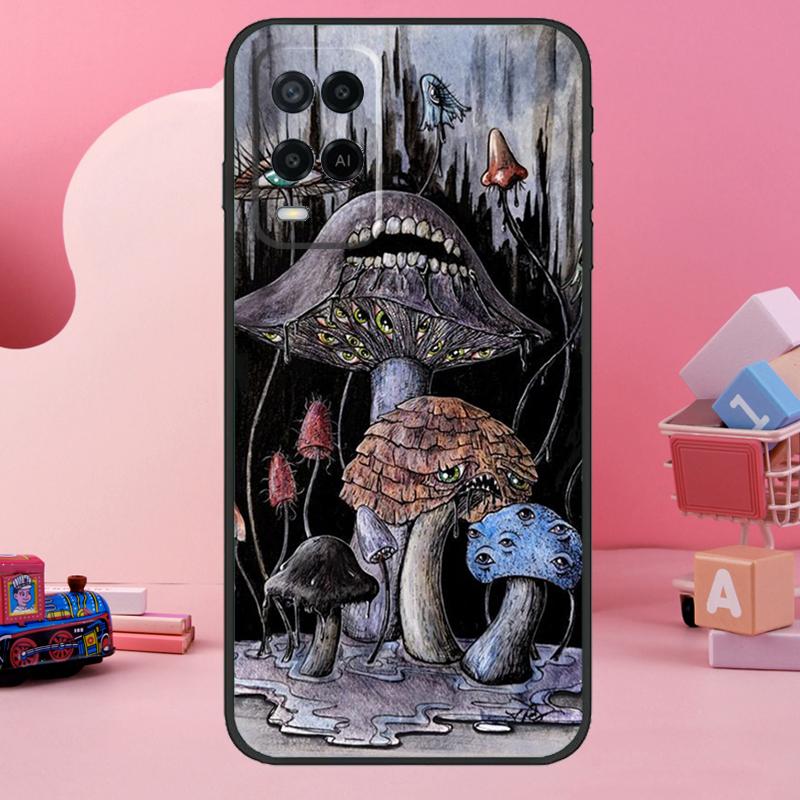 Weird Trippy Mushroom Case For Oppo A74 A94 A54 A17 A57 A77 A76 A16 A96 A18 A60 A80 A40 A38 A58 A78 A98 A15 A5 Pro