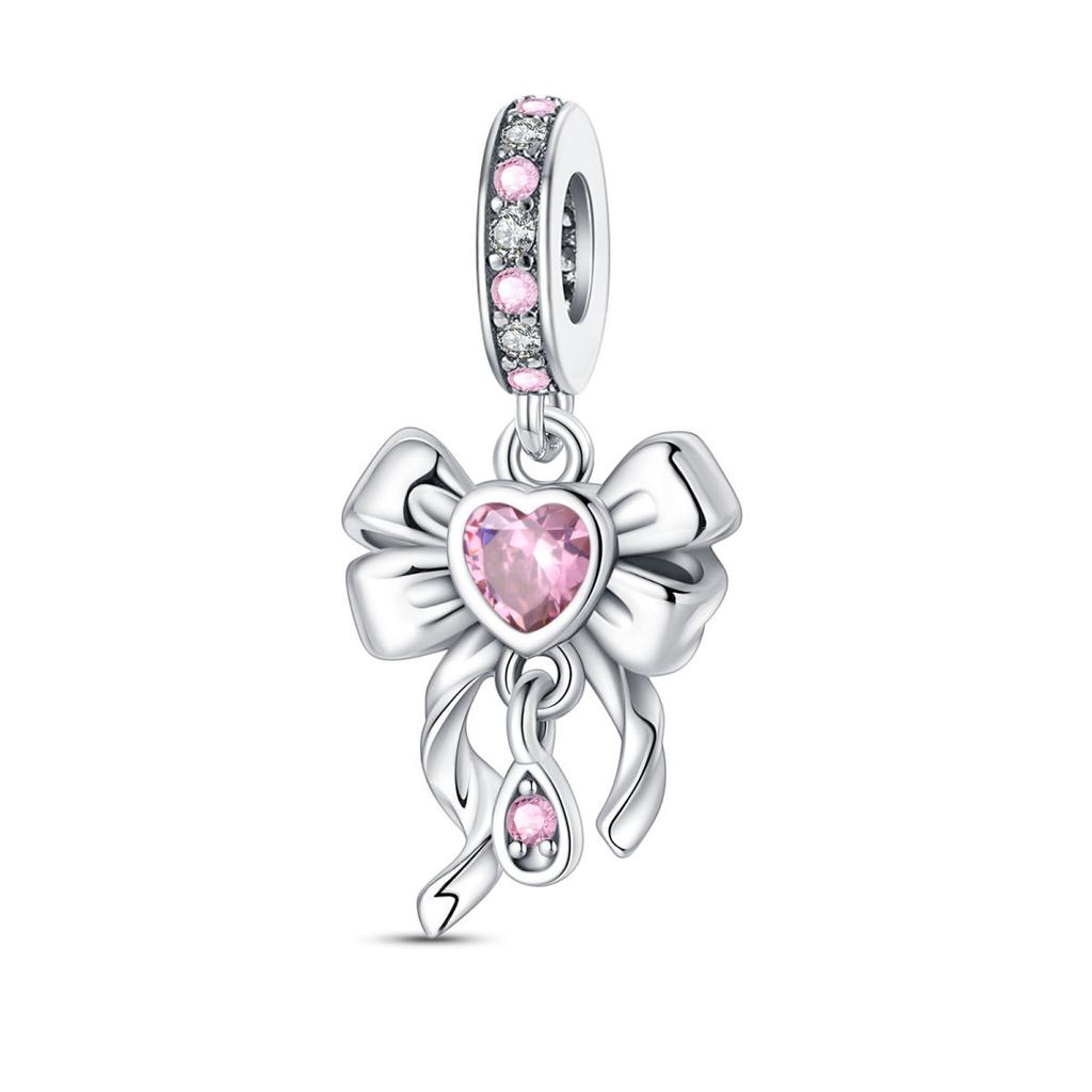 Cute Pink Rose Cherry Blossom Crown Charm Pendant Bead DIY Bracelet Jewelry Accessory