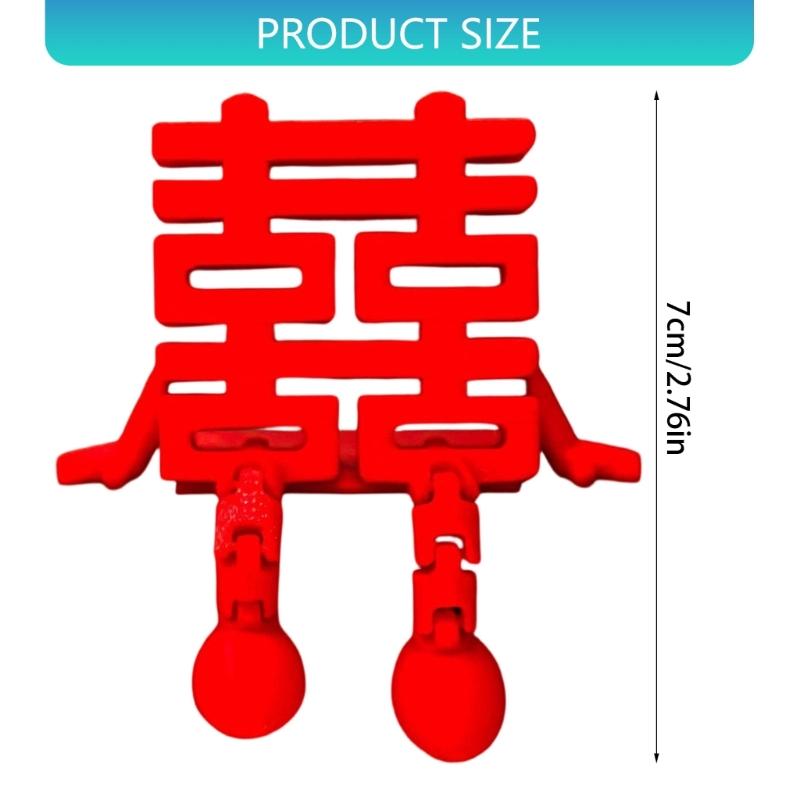 Wedding Double Happiness Character Decoration Plastic Red Happiness Ornament for Festival Home and Tabletop Decoration